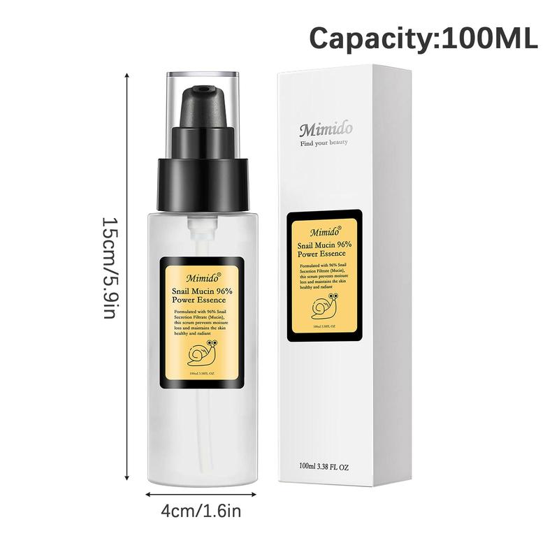 96% Snail Secretion Filtrate Essence, Moisturizing Facial Serum for Soothing Dry Skin, Hydrating Facial Care Products for Women