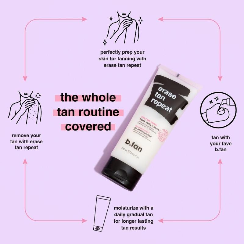 b.tan Self Tan Remover & Body Wash | Erase Tan Repeat - 2-in-1 Exfoliator Scrub and Body Wash