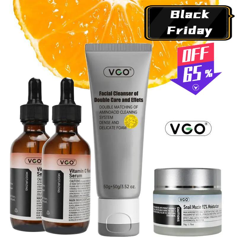 VGO-face gel cream，Vitamin C Serum, Moisturizer, and Facial Cleanser Set Cleansing Moisturizing Suitable for sensitive skin-Live Skincare Radiance Moisture Hydrate,facial serum essence30ml,essence face cream moisturizing face gel Acne Comfort Skin Repair