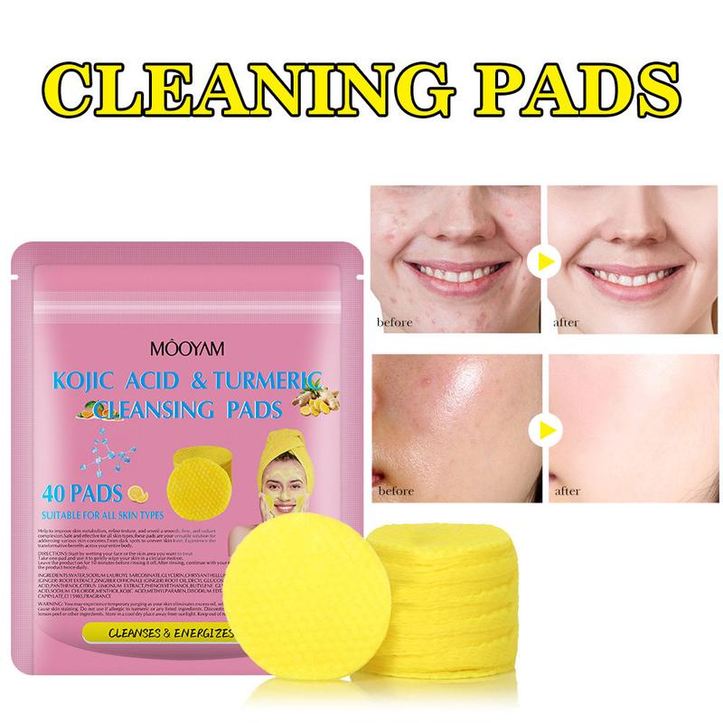 Turmeric Kojic Acid Cleansing Exfoliating Pads Facial Cleansing Foaming Skincare Organic Gentle Smooth Skin Repair Cleanser  Chamomile