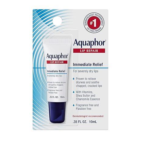 Aquaphor Lip Repair Ointment – Long-lasting Relief for Chapped, Dry Lips – .35 fl. oz. Tube for Deep Moisture