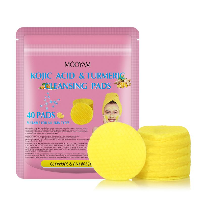 Turmeric Kojic Acid Cleansing Exfoliating Pads Facial Cleansing Foaming Skincare Organic Gentle Smooth Skin Repair Cleanser  Chamomile