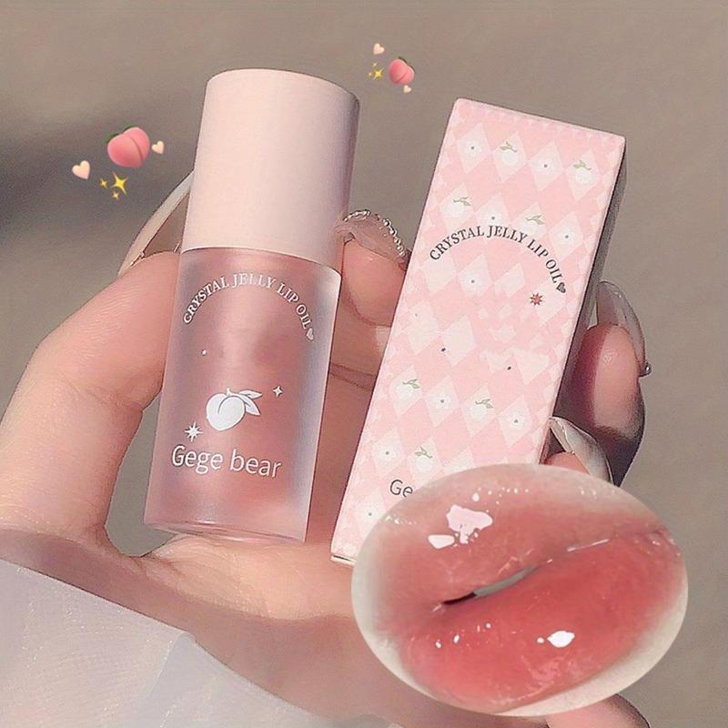 Peach Flavor Crystal Jelly Lip Oil - Hydrating Plumping Gloss that Reduces Lip Lines and Enhances Shine