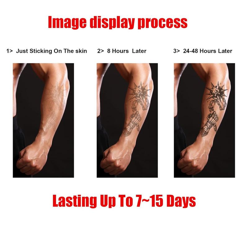 TZnyly 8 large semi-permanent tattoos juice plant lifelike tattoos lasting 2 weeks sexy pattern fake arm body art stickers