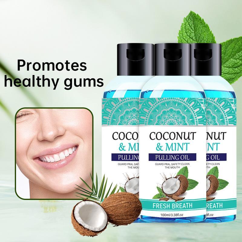 100ml Coconut & Mint Oil Mouthwash, Fresh Breath Oral Care Oil, Oral Care Essential Oil for Daily Use, Christmas Gift