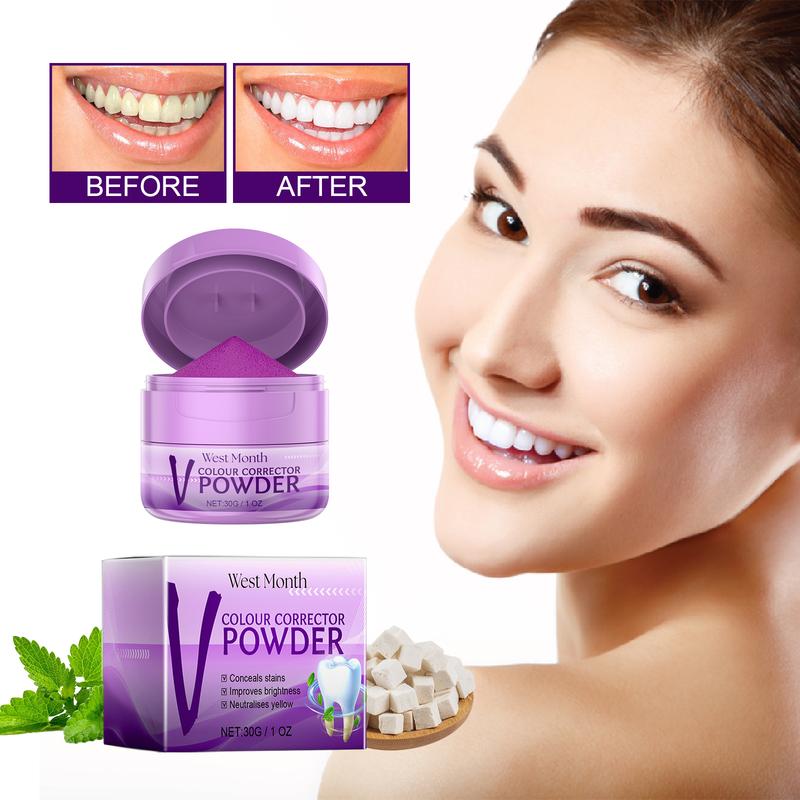 West&Month Tooth Brightening Powder, Fresh Breath, Tartar & Stain Cleanser Instant Teeth Brush Cleansing Oral Whitening