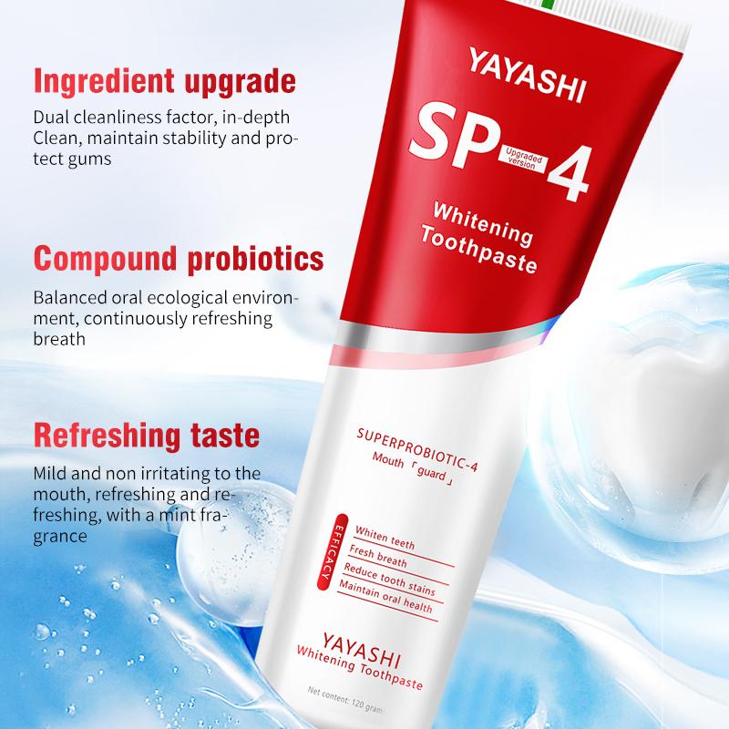 YAYASHI SP-4 Teeth Whitening Toothpaste Pack,Helps Remove Tea, Coffee, and Wine Stains, Sparkling White,Teeth Whitening, Fights Plaque, Fluoride Free healthy toothpaste oral health management