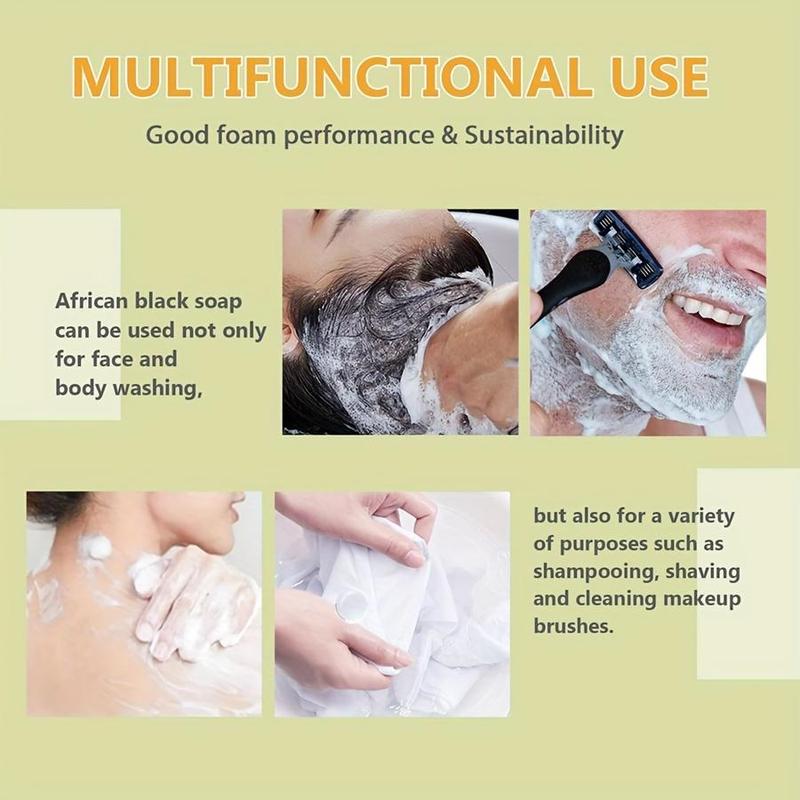 African Black Soap Bar, 3 Counts Moisturizing Brightening Body Wash Soap Bar, Deep Cleansing Body Wash Soap for Face & Body, Body Care Product for Daily Use