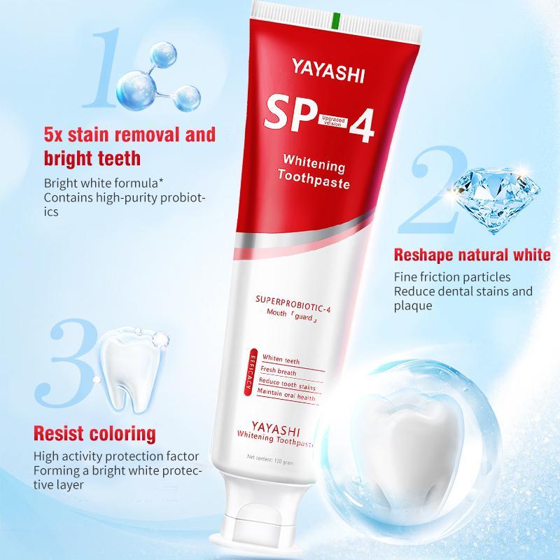 YAYASHI SP4 toothpaste whitening,sp-4 ultra whitening toothpaste,SP-4 probiotic whitening toothpaste,SP-4 Toothpaste Oral Health Management, Fresh Breath,trending toothpaste,healthy toothpaste,organic toothpaste,pasta blanque adora dental,oral hy glene