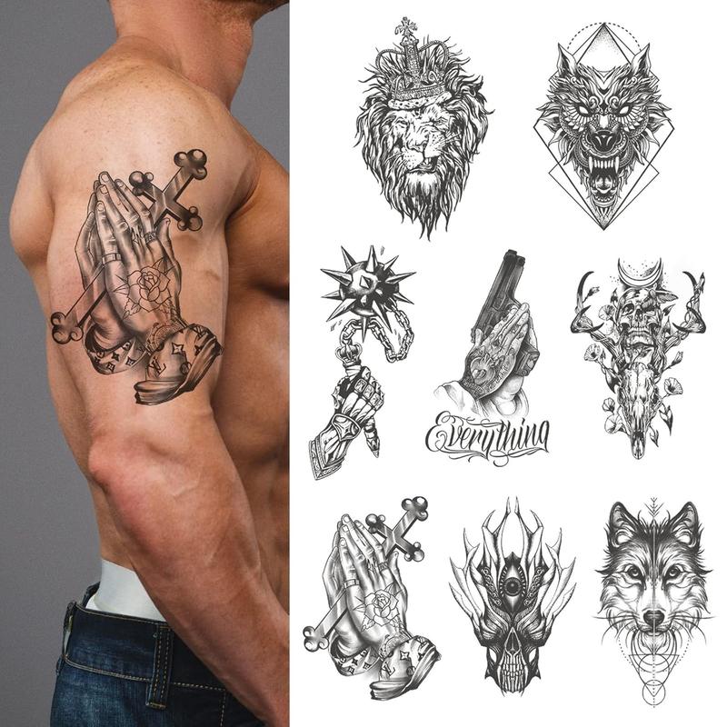 TZnyly 8 large semi-permanent tattoos juice plant lifelike tattoos lasting 2 weeks sexy pattern fake arm body art stickers