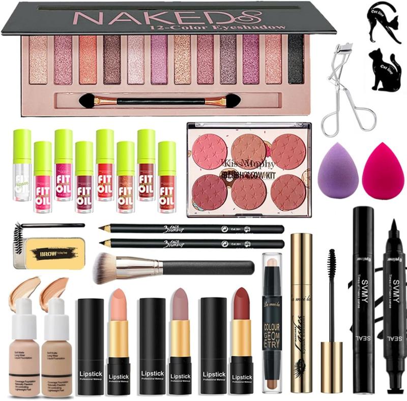 28 count All in One Full Makeup Kit for Women, Makeup Set for Women&Beginner,Eyeshadow, Foundation, Lipsticks, Eyeliner, Mascara, Brow Soap Make Up Gift Set for Women Teen Makeup Kit For Girl