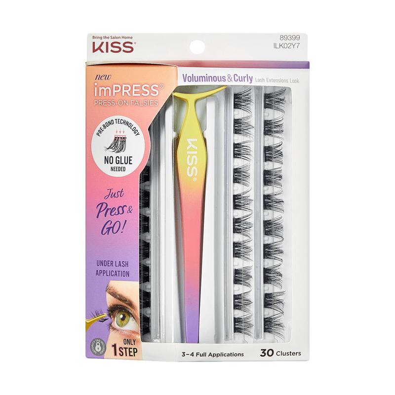 imPRESS Falsies Self Adhesive Eyelashes, 30 Lash Clusters - Voluminous & Curly