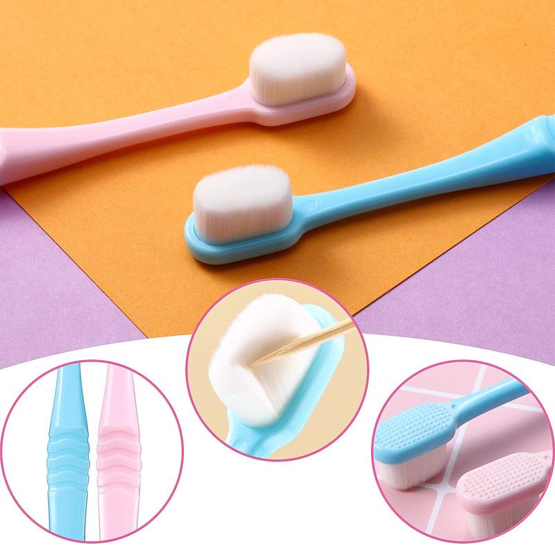 4 Pieces Soft Bristle Toothbrush Nano Toothbrush Ultra Soft Toothbrush Manual Toothbrush with 20,000 Bristles for Sensitive Teeth and Gum Adult Kid Children (Pink, Blue, Black, White)