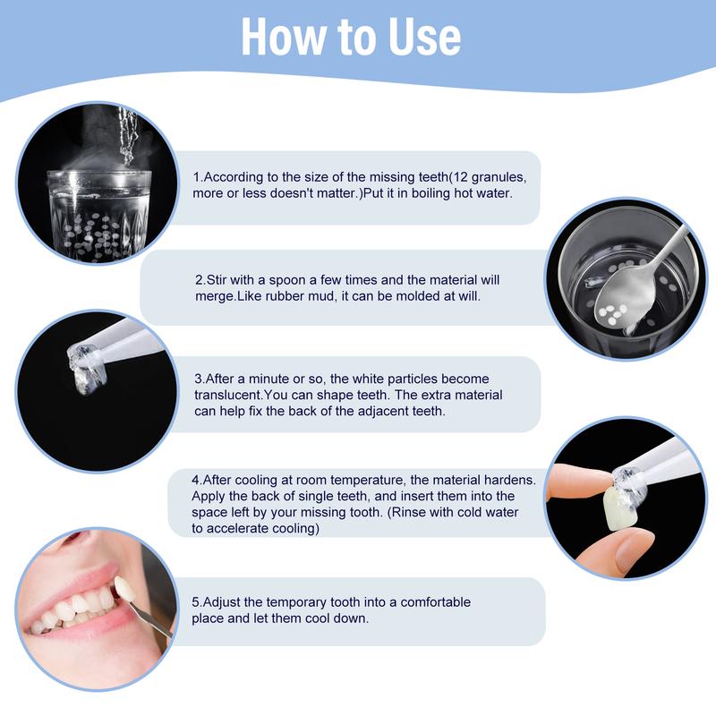 Tooth Repair Kit for Fixing the Missing Chipped and Broken Tooth Gap Temporary Replacement Thermal Beads and Fake Teeth Brace Mold