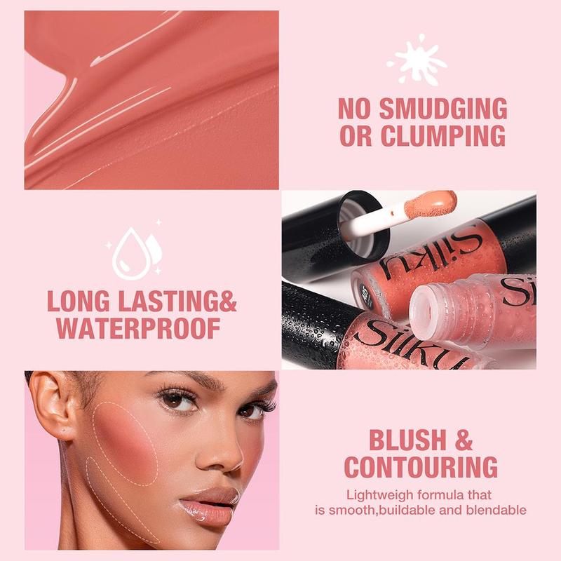 Long Lasting Waterproof Liquid Blush Stick, Natural Look Blusher for Daily Makeup, Lightweight Soft Color Shadow Blush for Women