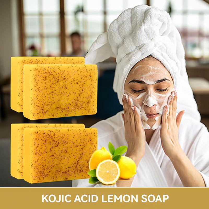 6Pcs Turmeric & Kojic Acid Cleansing Soap, Kojic Acid Soap, Soap Body Wash Lemon Flawless Organic