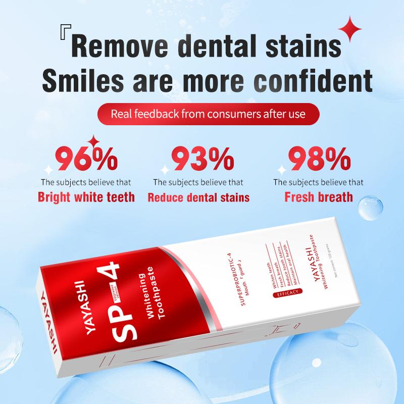 YAYASHI SP-4 Teeth Whitening Toothpaste Pack,Helps Remove Tea, Coffee, and Wine Stains, Sparkling White,Teeth Whitening, Fights Plaque, Fluoride Free healthy toothpaste oral health management