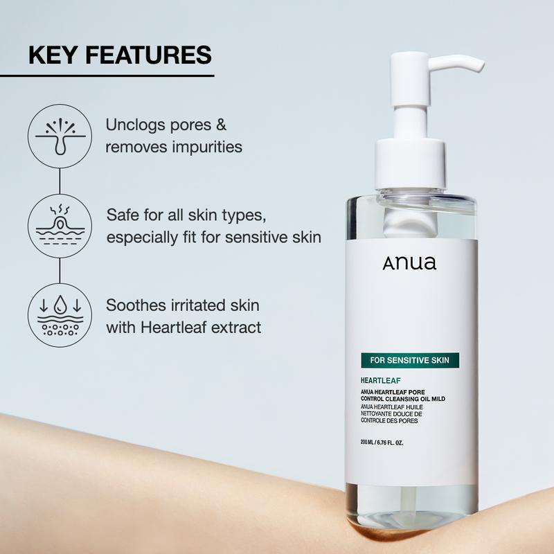 [Anua Official Shop] Heartleaf Pore Control Cleansing Oil Mild 6.76 fl oz.(200ml)｜Gentle Makeup Remover, Lightweight & Fragrance Free, korean skincare