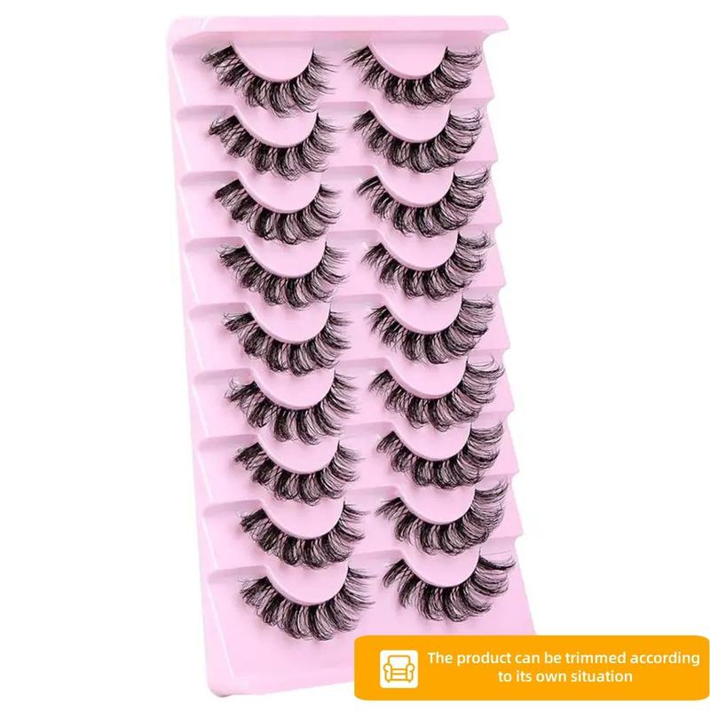 D Curl Natural False Eyelashes, Wispy Curling Faux Cluster Lashes with Transparent Stems, Volumized False Eyelashes for Women & Girls Eye Makeup Enhancement, Eyelashes Extensions Products, Christmas Gift