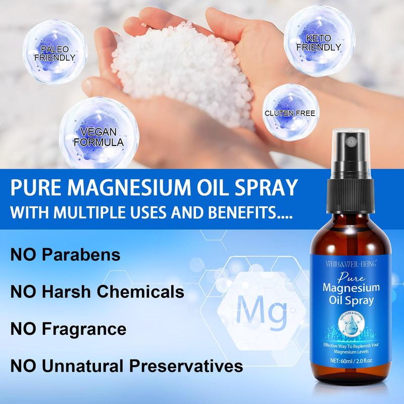 Magnesium Oil Spray, 1 Box Moisturizing & Nourishing Massage Oil, Easy To Absorb & Use, Suitable for The Lumbar Spine, Hands, Feet, Joints, Shoulders, Christmas Gift