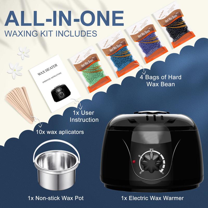 Waxing Kit for Women Men, Wax Machine,Wax Kit for Hair Removal for Home Waxing, Wax Warmer Kit for Full Body Face Eyebrow Bikini Brazilian Waxing