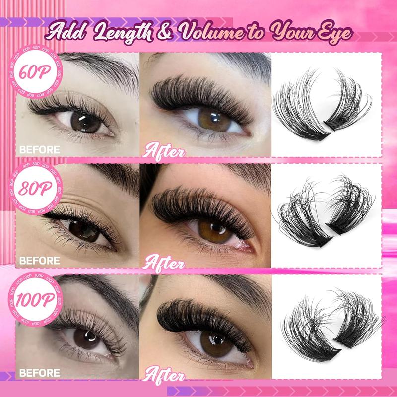 Fluffy False Eyelashes, 300pcs box Individual Lashes Cluster, Natural Look Eyelash Extensions, Self Grafting Curl Eyelashes, Eye Makeup Supplies for Women & Girls, Christmas Gift