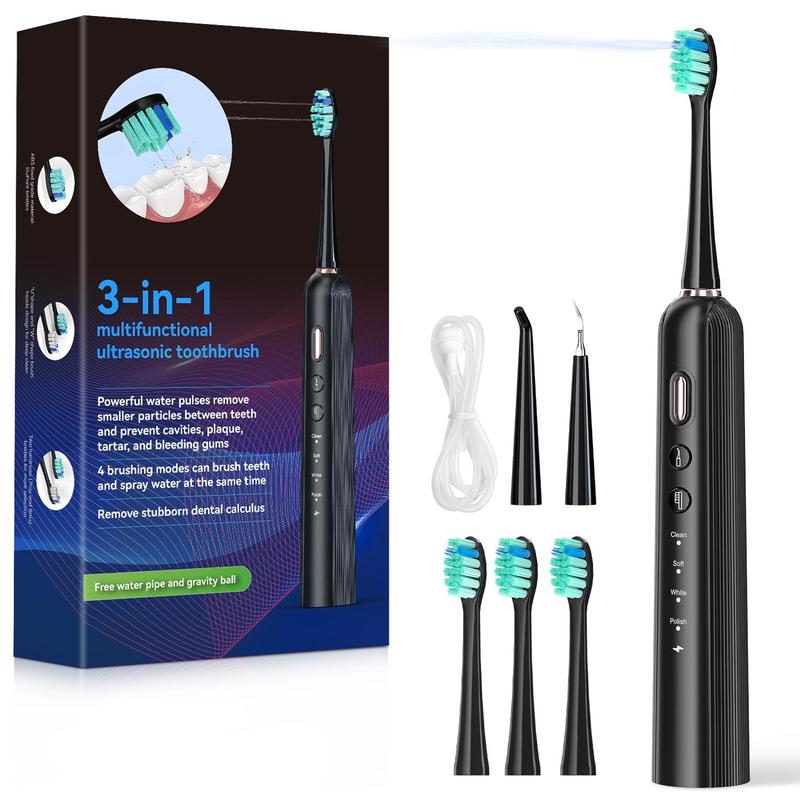 3 in 1 Rechargeable Water Jet Sonic Electric Toothbrush, 1 Box Teeth Cleaner, Toothbrush Water Jet Function, with Additional Brush Head