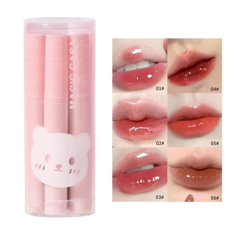 Glossy Mirror Finish Lip Gloss Set - 6 Colors, Sheer & Hydrating, Brightening