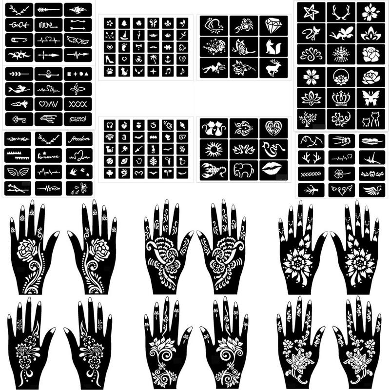 Mixed Pattern Tattoo Stencil, 22pcs set Creative Henna Stencil, Henna Tattoo Stencils for Women & Girls, Body Art Stencils for Festival, Fake Tattoos Custom