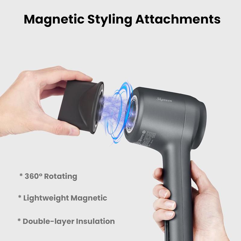 Hair Dryer, 1400W Professional Ionic Blow Dryer with High-Speed Brushless Motor for Fast-Drying, Filter-Removable Quiet Hairdryer with Magnetic Nozzle and Styling Concentrator