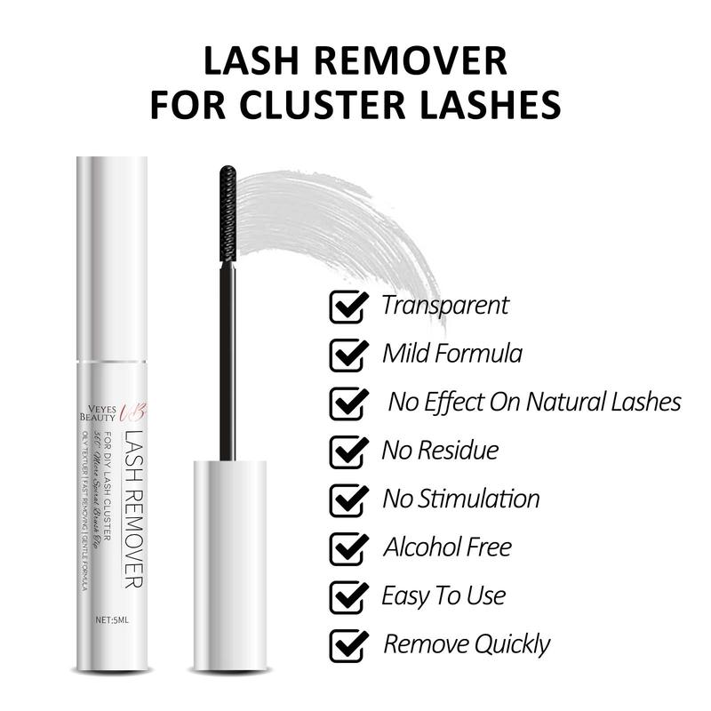 Veyesbeauty 5ml Cluster Lash Remover for DIY Eyelash Extensions Clear Remover for Self-application Individual Lashes at Home Makeup Makeup Remover