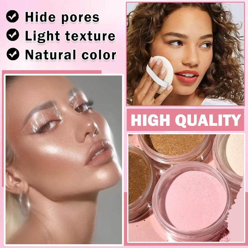 Oil Control Loose Powder Makeup Pink Translucent Setting Powder Shimmer Long Lasting Lightweight Powder Translucent Makeup Powder For Women Face Powder Makeup - 02 Pink Shimmer