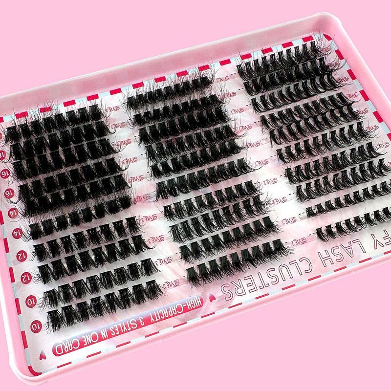 Fluffy False Eyelashes (1 Box), Wispy D Curl Cluster Eyelash Extensions, Self Grafting Curl Eyelashes, Eye Makeup Enhancement False Eyelashes for Women & Girls