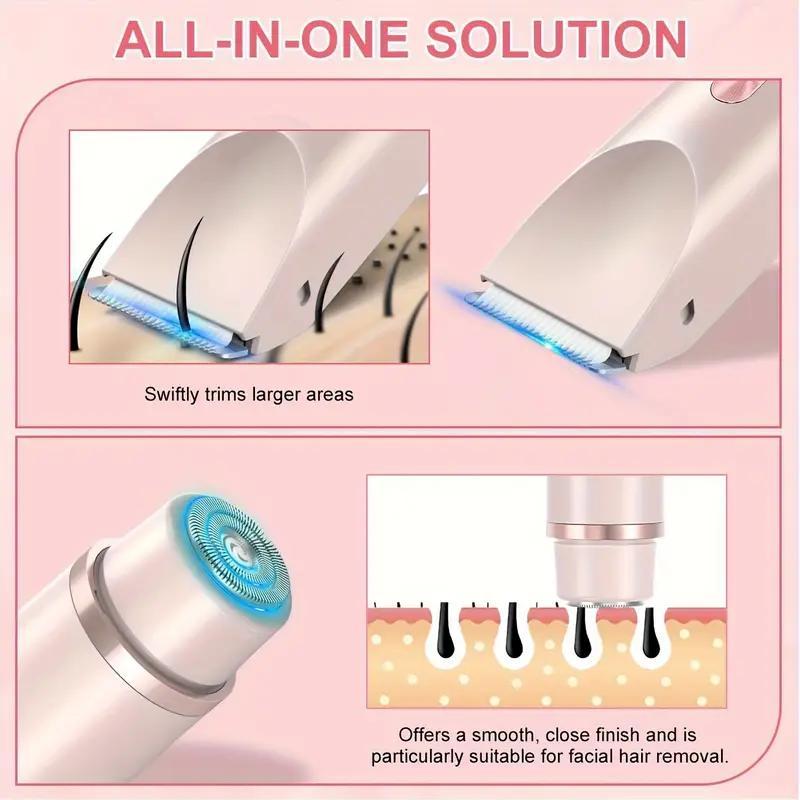 Portable Electric Shaver, 1 Count Double Headed Multifunctional Shaver Trimmer for Women, Wet and Dry Use Hair Removal Tool for Public Body Face, Christmas Gift
