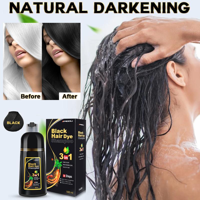 MEIDU 3 in 1 Hair Dye Shampoo - Can cover gray hairs,Herbal Ingredients Natural Shampoo,Contains Ginseng Extract,Natural Haircoloring, Salon