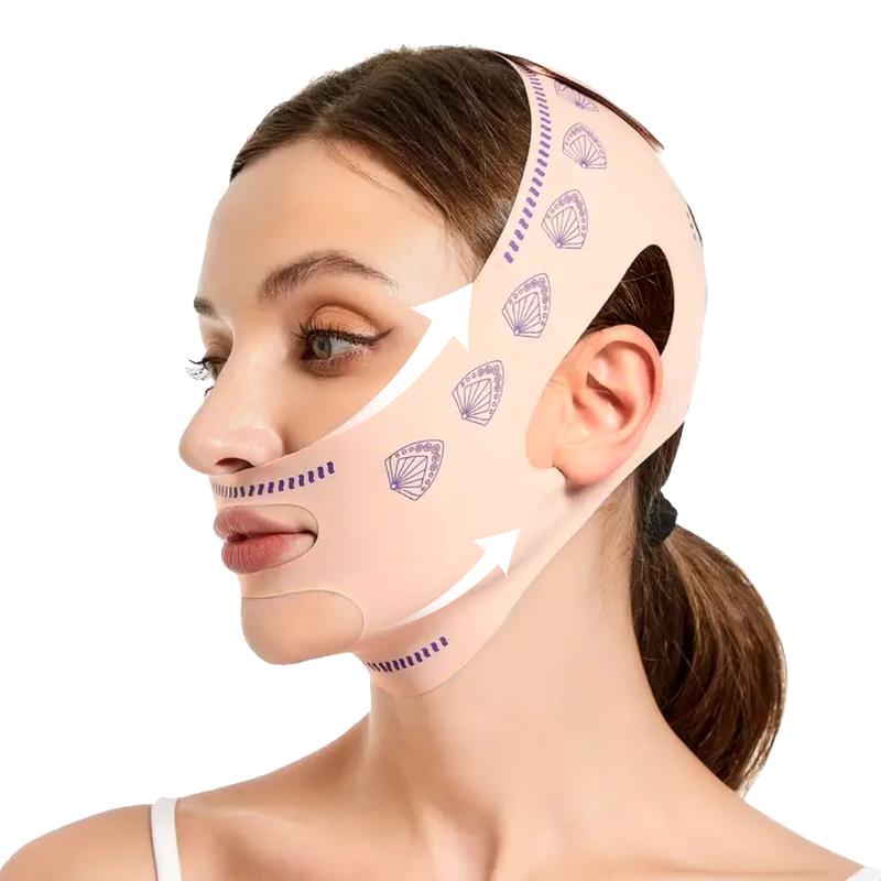 V- Face Lift Strap - Relieve Sagging Skin, Reduce Pwelling and Firm Skin, Double Chin Strap, Reusable Grooming Face and Chin Lift Mask for Men and Women Pink face slimming reusable v-line