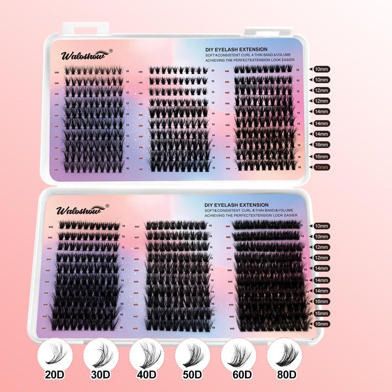 Individual False Eyelashes Kit, 1 Set Mixed Length & Styles Natural Look Eyelash Extensions, Self Grafting Curl Eyelashes, Eye Makeup Accessories, Christmas Gift