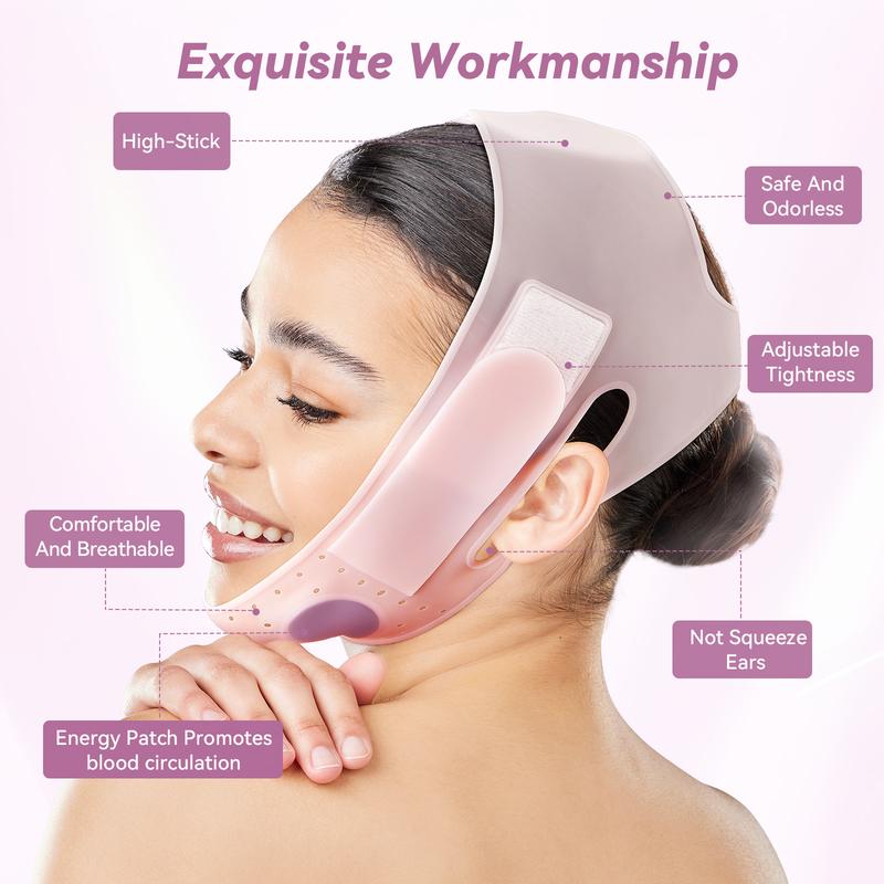 JUSRON Double Chin Reducer V Line Face Lifting Tape Face Strap, Soft Silicone Chin Strap Face Shaper to Removing Double Chin for Women and Men