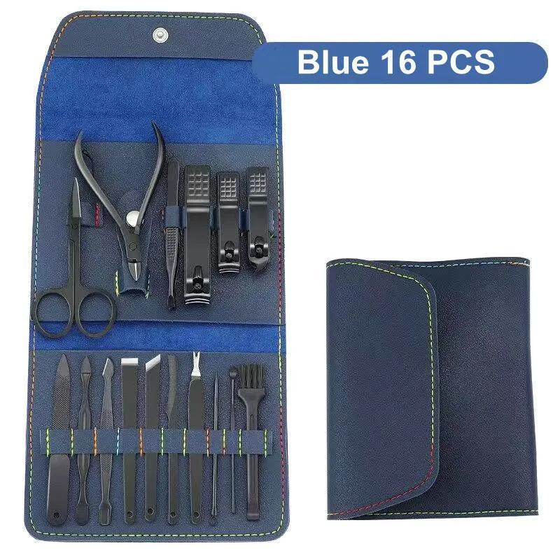 Professional Manicure & Pedicure Tool Set, 16pcs set Stainless Steel Nail Clipper Set with Storage Case, Manicure Cutter Kit
