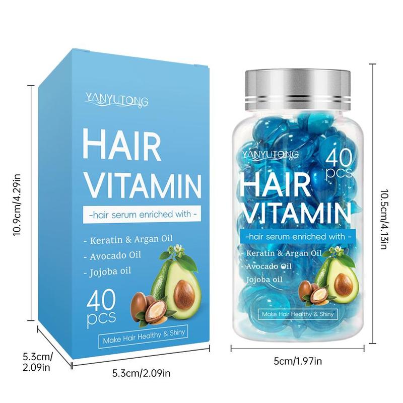 Hair Vitamin Capsule, 40pcs box Essential Oil Capsules with Argan Oil, Avocado Oil, Moisturizing Hair Care Product for All Hair Types, Hair Products, Christmas Gift