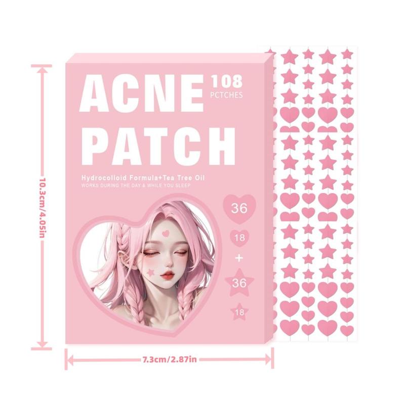 Acne Covering Stickers, 108pcs box Heart & Star Shaped Acne Absorbing Cover Patch, Hydrocolloid Acne Patches for Face Zit Patch Acne Dots, Christmas Gift