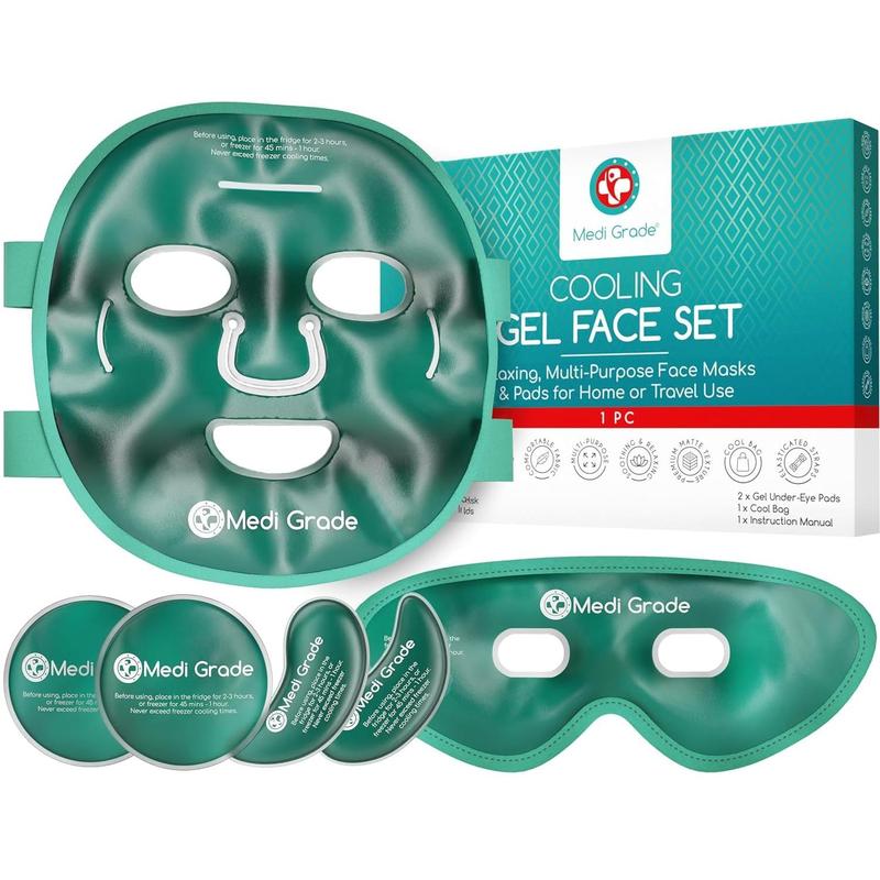 Medi Grade Cooling Ice Face Mask and Cooling Eye Mask for Puffy Eyes &  Migraine Relief -Technology Hydrating Relaxing Skin Care