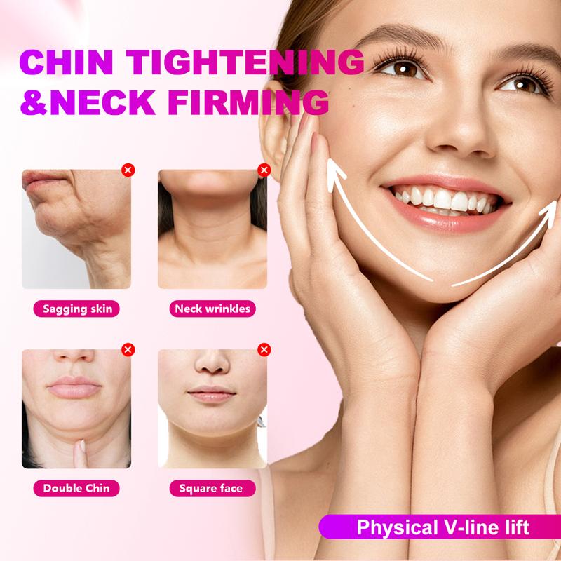 V- Face Lift Strap - Relieve Sagging Skin, Reduce Pwelling and Firm Skin, Double Chin Strap, Reusable Grooming Face and Chin Lift Mask for Men and Women Pink face slimming reusable v-line