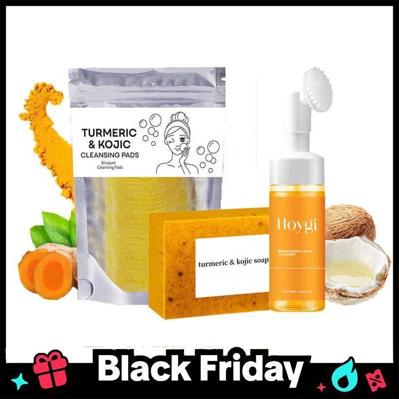 Turmeric Wash and Care Three Piece SetTurmeric Tablets, Turmeric Cleansing Mousse,Turmeric Soap Facial Cleansing Skincare FacialCleansing Cleanser