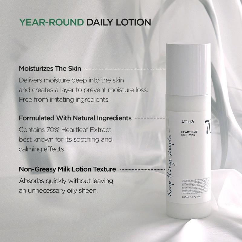 [Anua Official Shop] Heartleaf 70 Daily Lotion 6.76 fl.oz. (200ml) ｜Oily-skin moisturizers, Comfort & Hydrate Moisturizer, Korean skin care