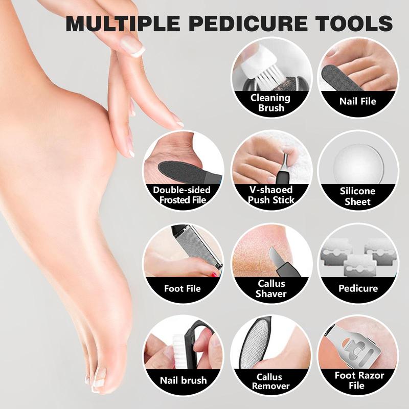 19 In 1 Professional Foot Care Tools, 1 Set Foot File Callus Removers, Pedicure Foot Care Products For Men & Women, Summer Gift, Nail Art & Care Tool, Electric Foot File, Nail Equipment