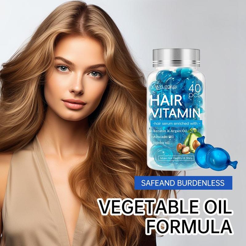 Hair Vitamin Capsule, 40pcs box Essential Oil Capsules with Argan Oil, Avocado Oil, Moisturizing Hair Care Product for All Hair Types, Hair Products, Christmas Gift