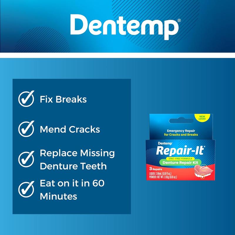 Dentemp Repair Kit - Repair-It Denture Repair Kit - Repairs Broken Dentures - Denture Repair to Mend Cracks & Replace Loose Teeth DIY