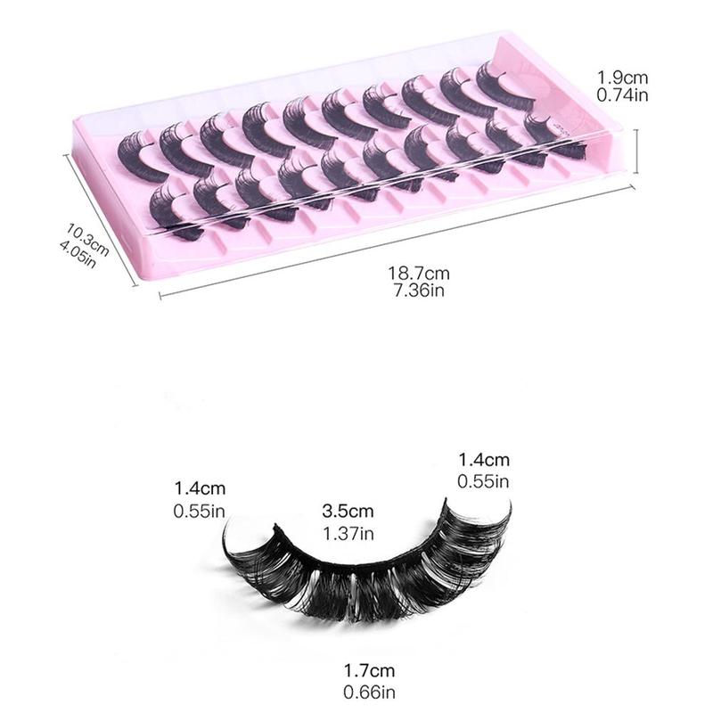 New Holiday Gift, 10 Pairs Multi-layer Thick Cross Natural Fake Lashes, DD Curl Russian Big Roll Self Grafting False Eyelashes, Women Cosmetics