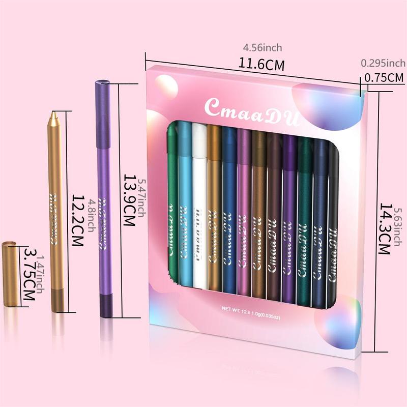 Multicolored Long Lasting Eyeliner, 12pcs set Liquid Smooth Fine Tip Eyeliner Pens, Quick Drying Eyeliner Pen with Precise Flexible Tip & Comfortable Grip